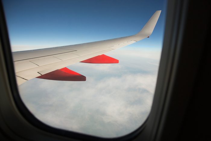 airplane wing through window