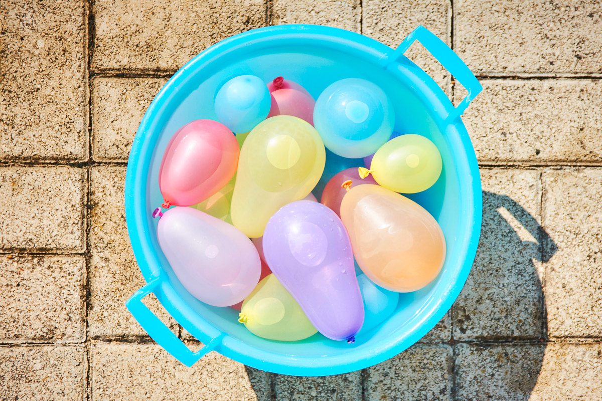 water balloons in a bucket
