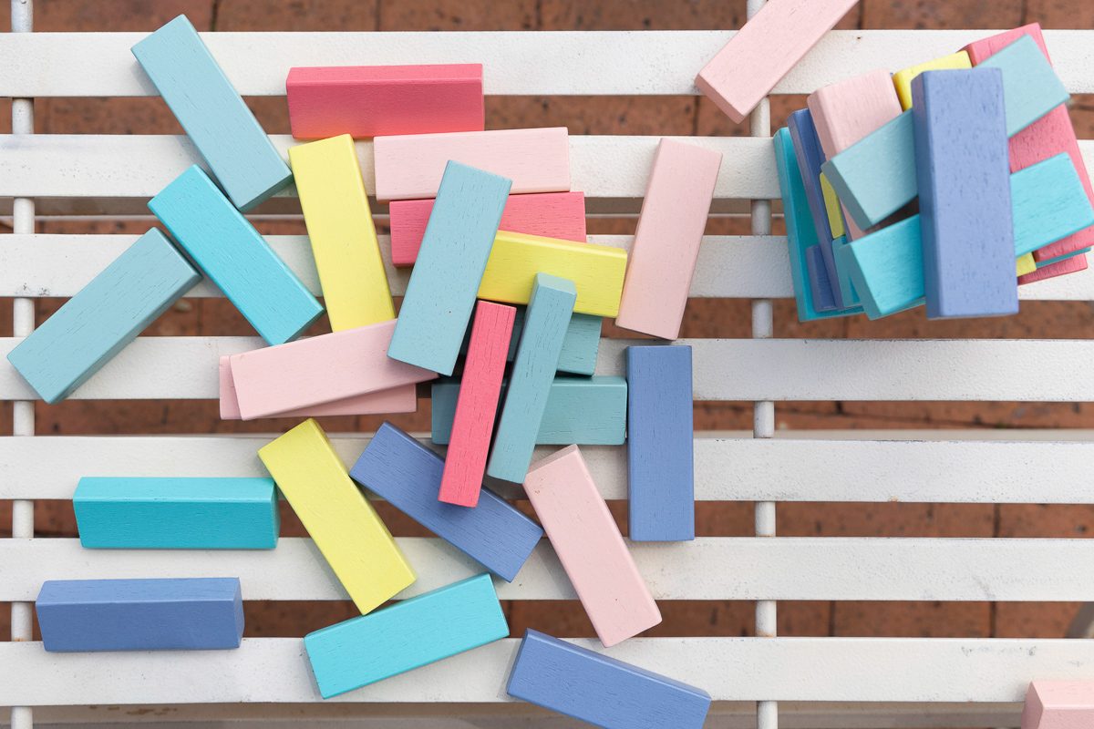 painted Jenga blocks
