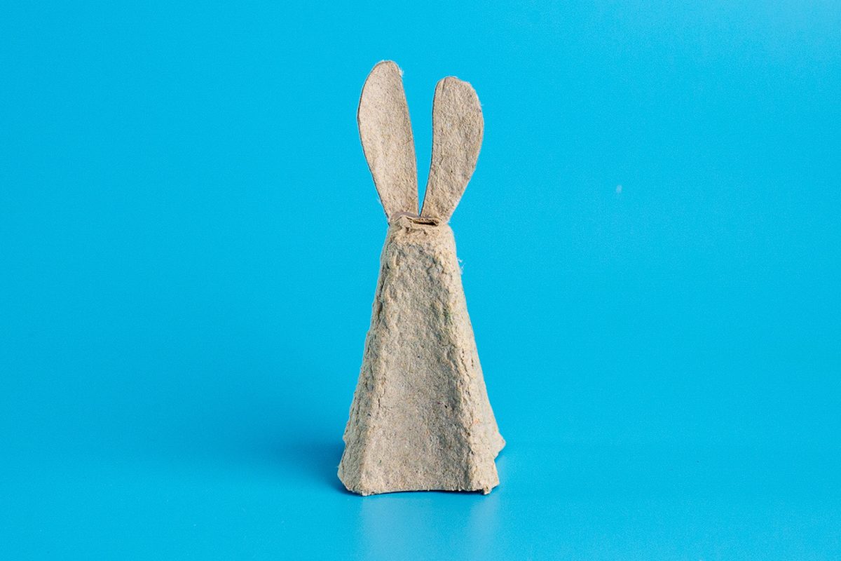 object resembling egg made from egg carton