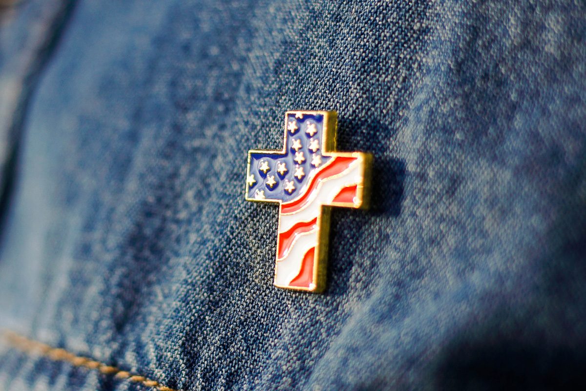 cross with American flag colours