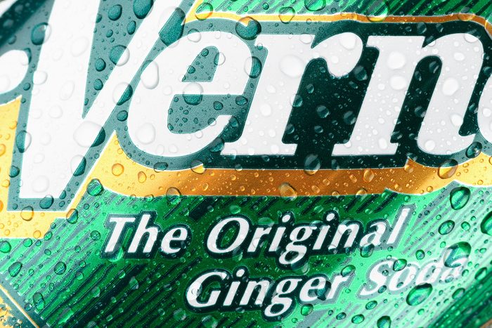 close up of Vernor's soda can label