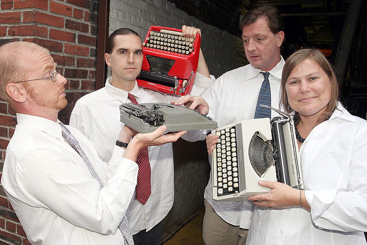 Members of the Boston Typewriter Orchestra Brendan Quigley, left, Alex Holman, Jay O'Grady, and Giordana Mecagni
