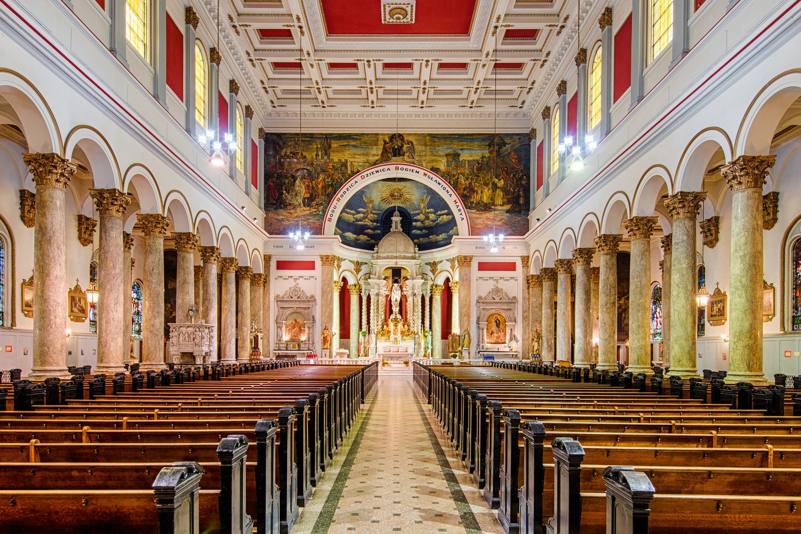 St. Adalbert Church in Chicago, Illinois. This church is modeled after St. Paul's Basilica in Rome and is a prime example of the Renaissance Revival style
