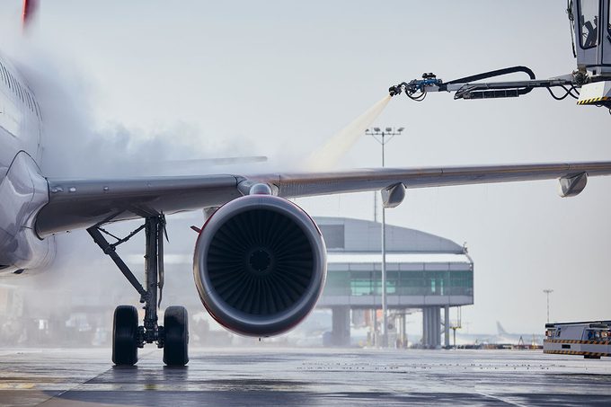 De Icing On An Airplane Wing