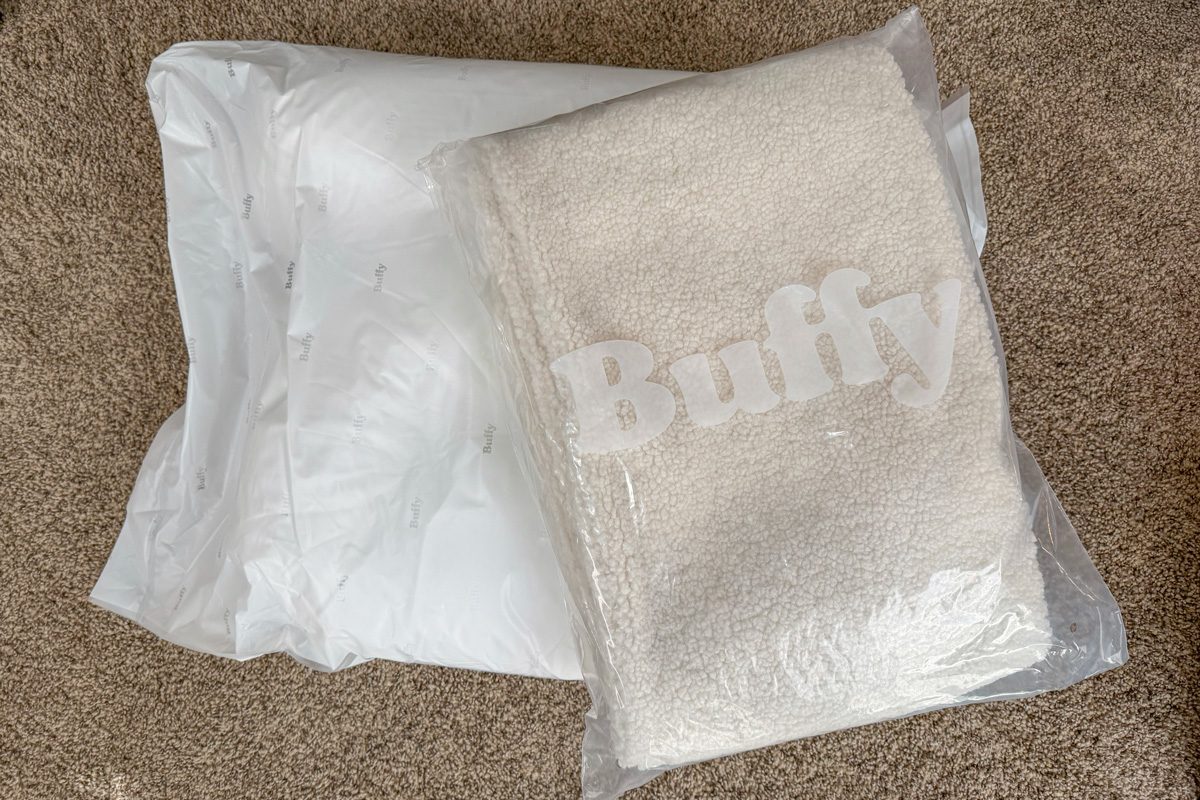 Buffy Wiggly Pillow in packaging