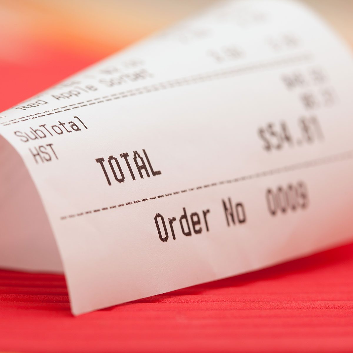 food bill on a table