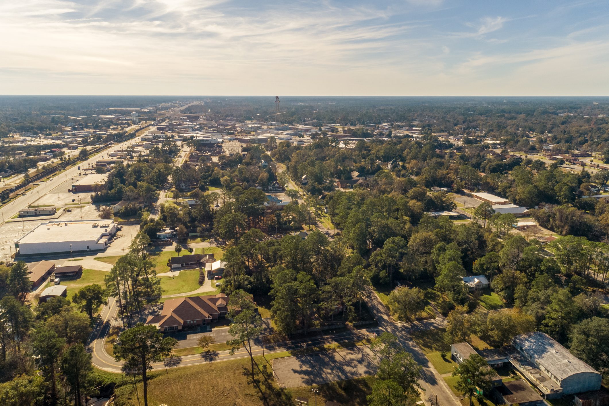 Downtown Waycross, Georgia aerial view